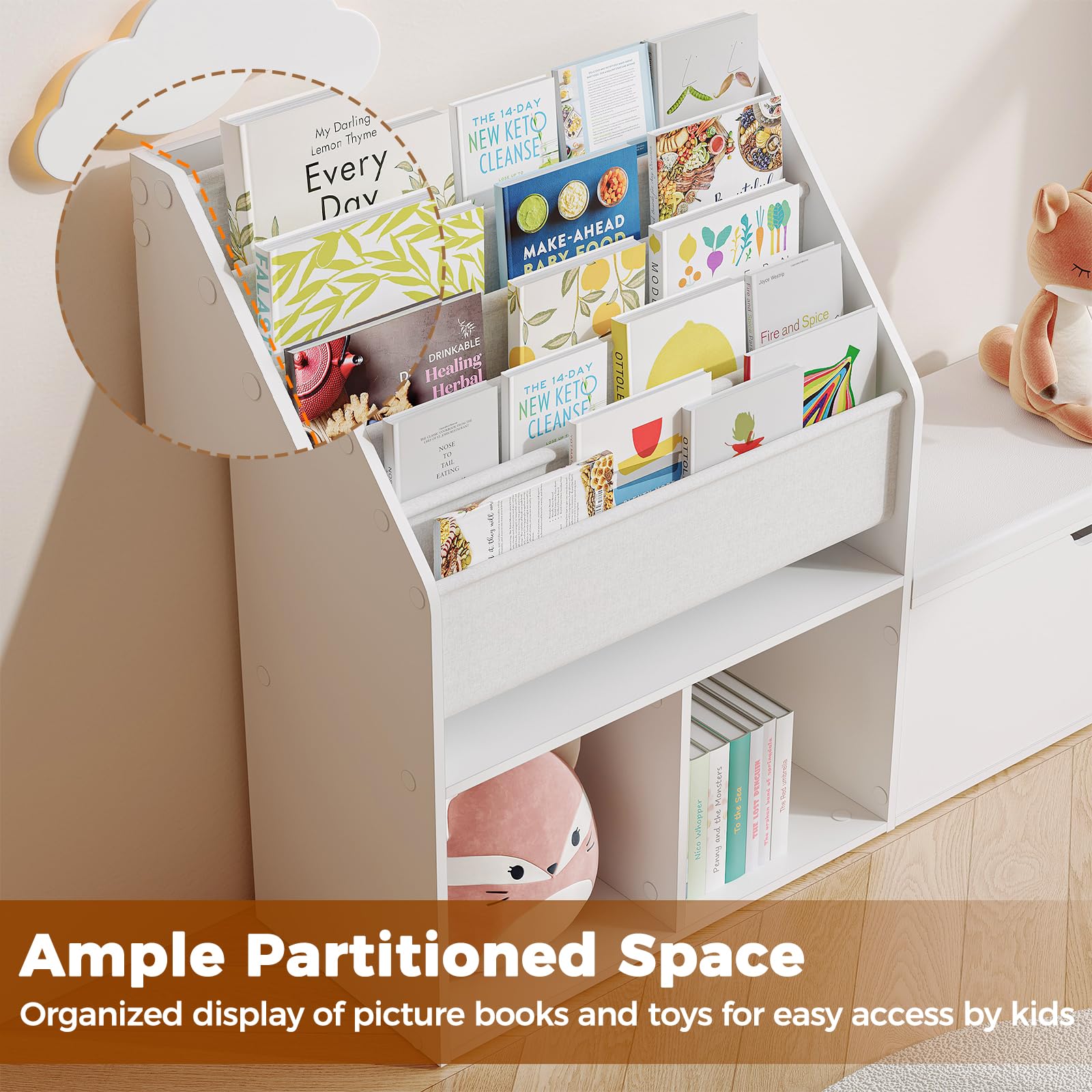 Kids Bookshelf with Reading Nook and Storage