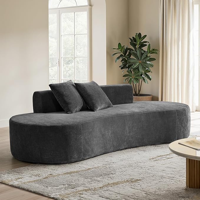 94.5" Curved Boneless Couch with Two Pillows