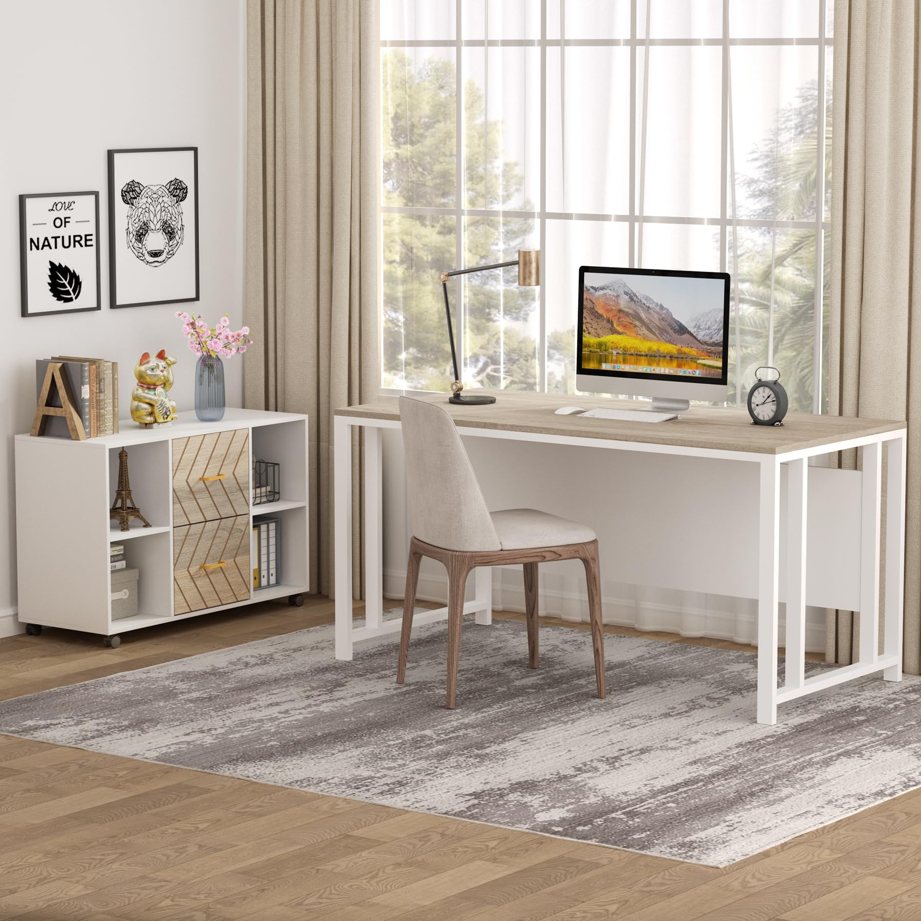 2 Drawer Mobile File Cabinet with Storage Shelves