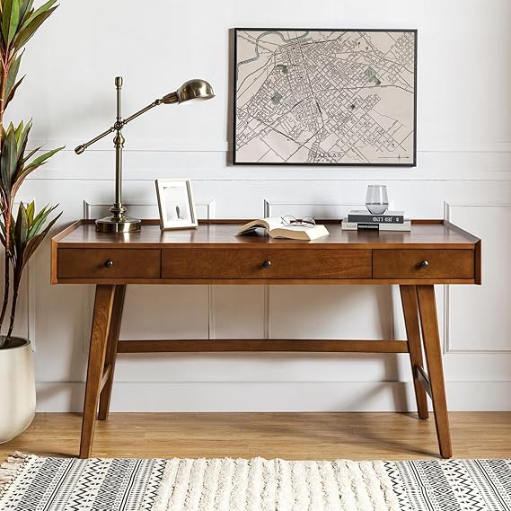 Mid-Century Modern Writing Desk with Drawers