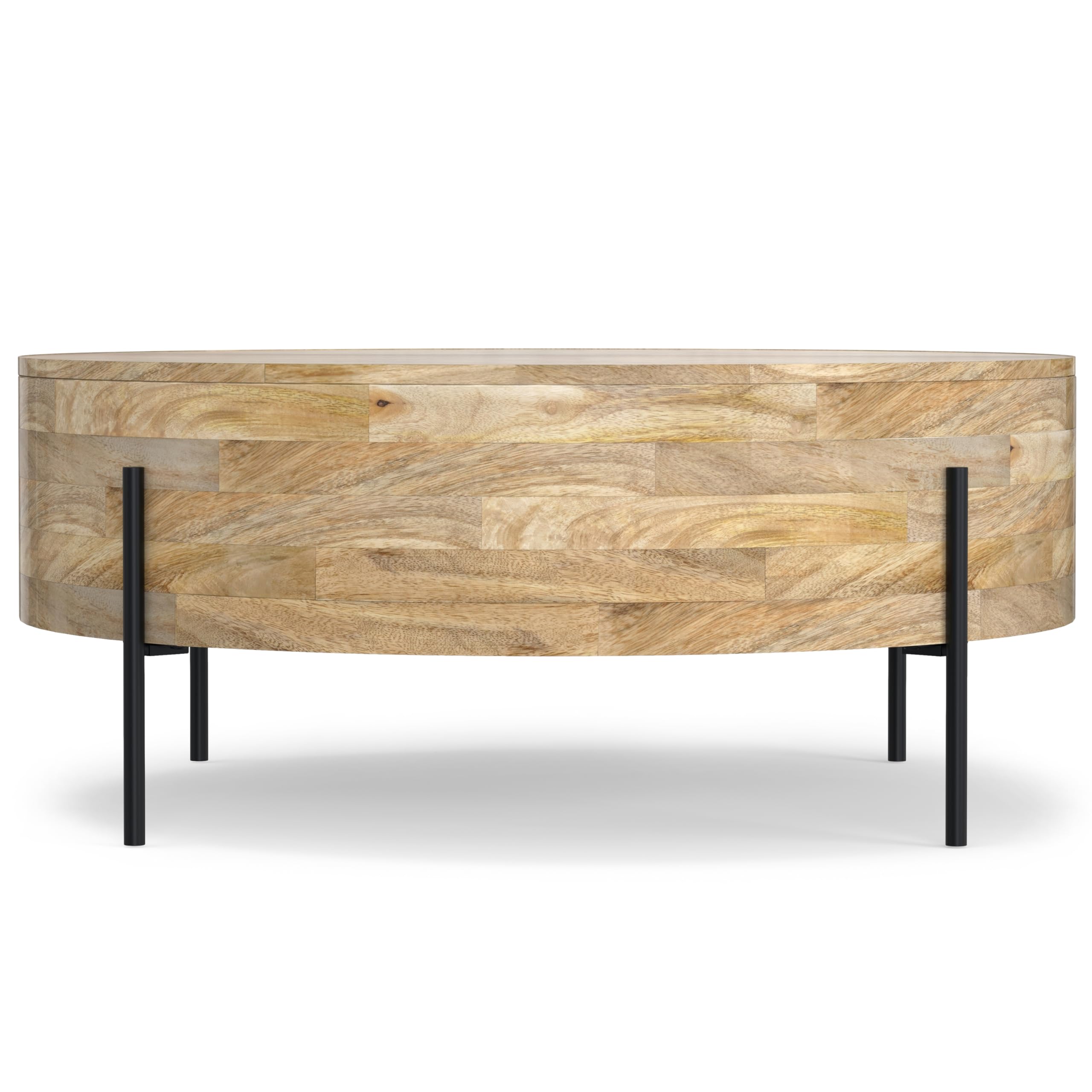 Rayburn Drum Coffee Table - 38 Inch Round Solid Mango Wood
