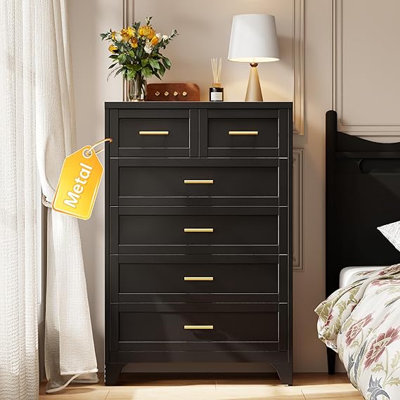 Metal 6 Drawer Dresser 48 Inch Tall White Chest