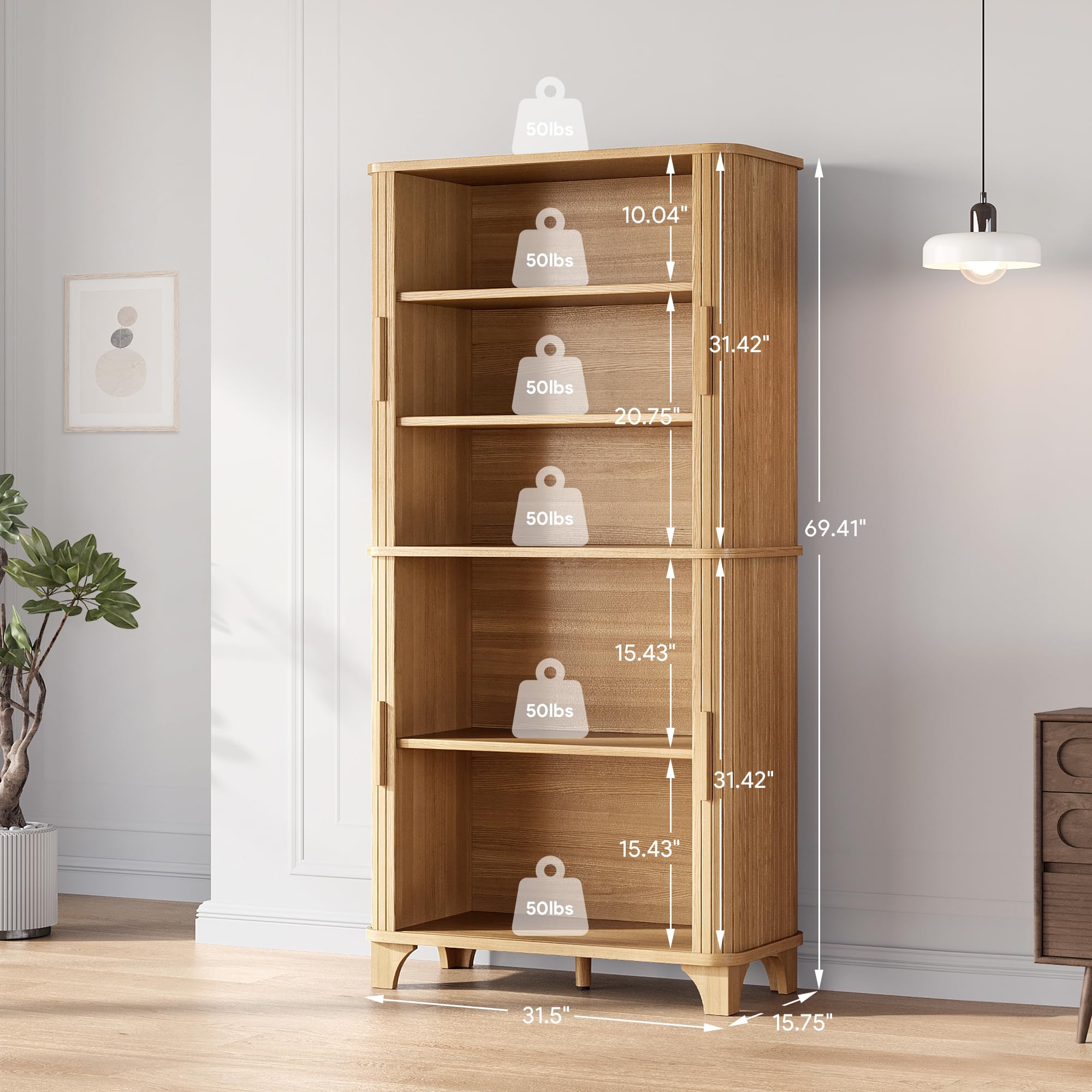 69" Tall Kitchen Pantry Storage Cabinet with Sliding Door