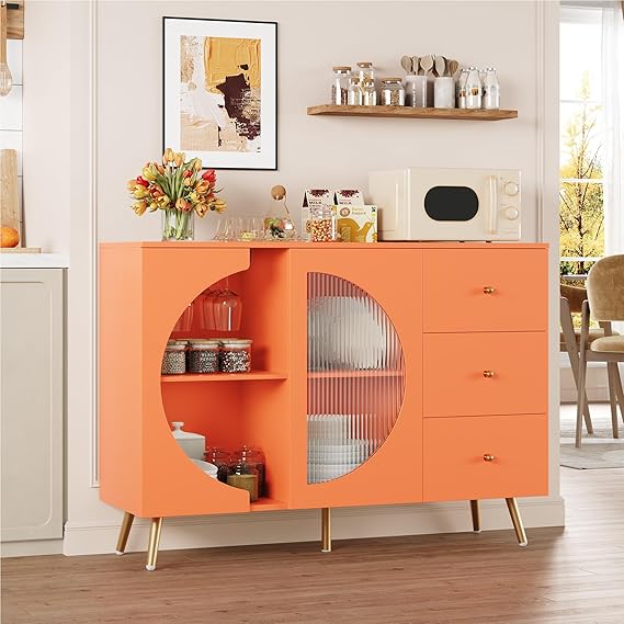 Coffee Bar Cabinet with Glass Door