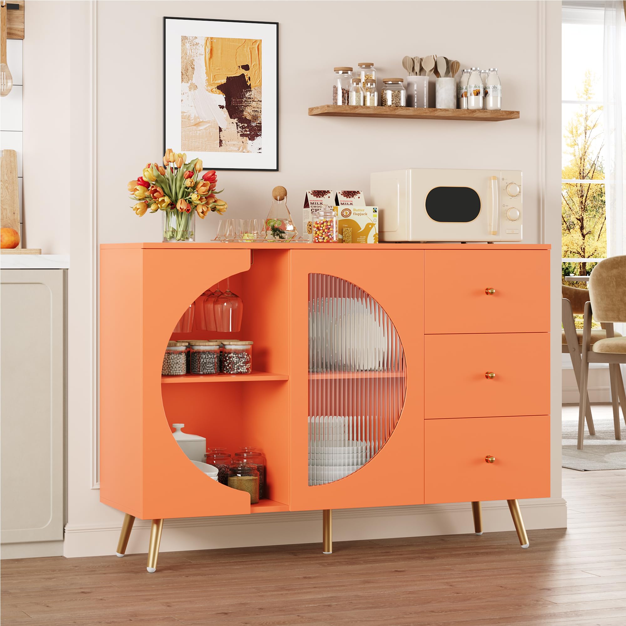 Coffee Bar Cabinet with Glass Door