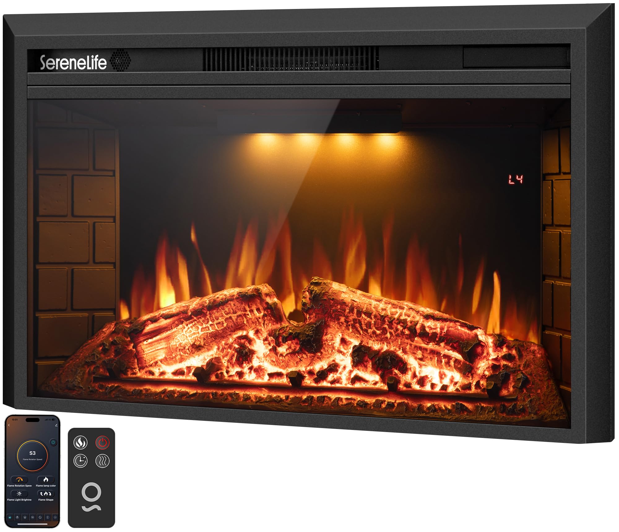 36" Smart Electric Fireplace with Heater