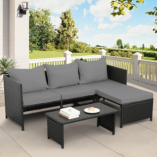 3-Piece Outdoor Patio Furniture Set with Cushions