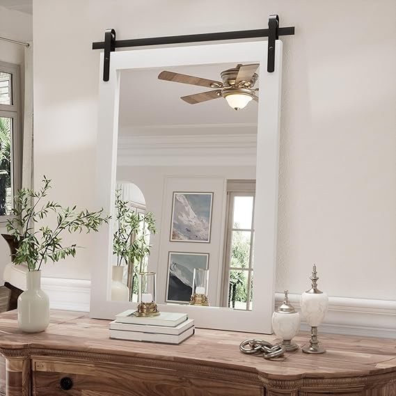 Black Farmhouse Wall Mirror 40x26 Inch