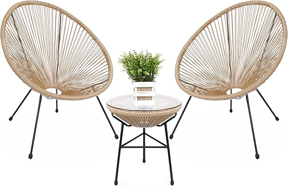 3-Piece Acapulco Patio Bistro Set with Glass Table