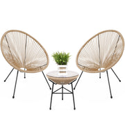 3-Piece Outdoor Acapulco Patio Bistro Set with Glass Top Table