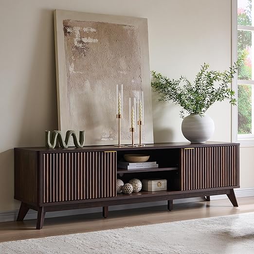 70" Mid Century Modern Fluted TV Stand