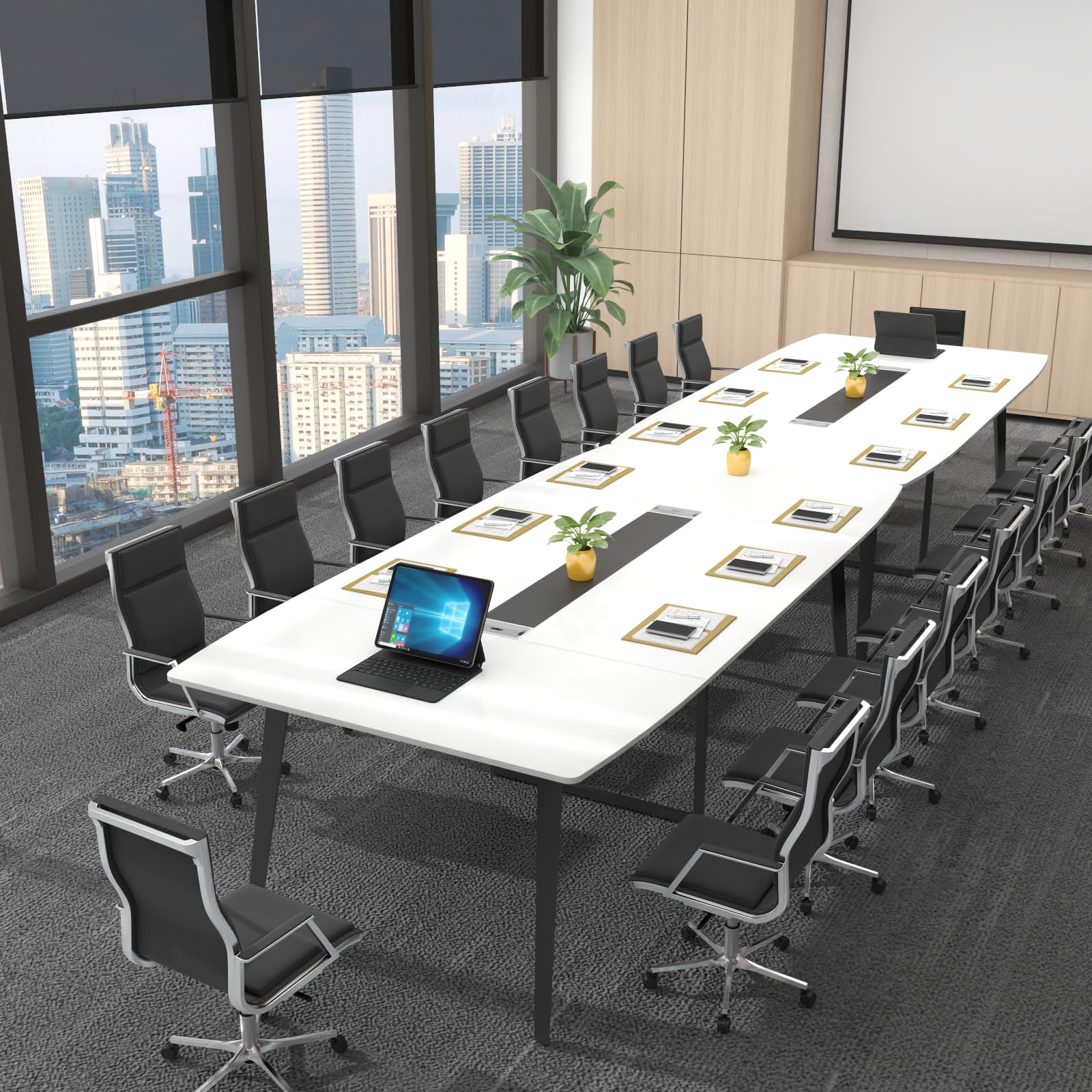 8FT Conference Table with Grommet - Boat Shaped Meeting Desk