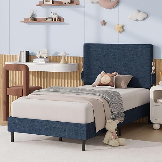 Twin Upholstered Platform Bed with Headboard