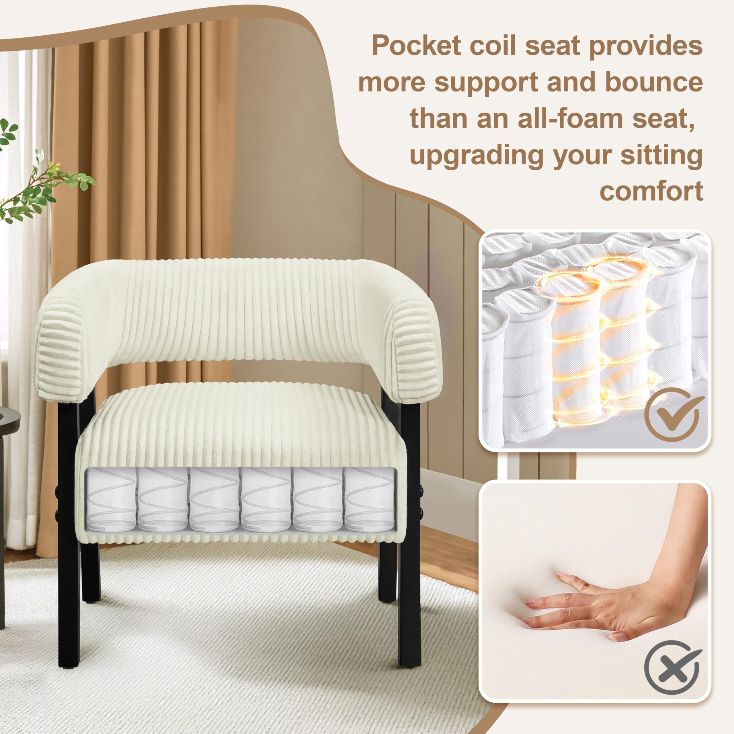 Corduroy Barrel Accent Chair Set of 2