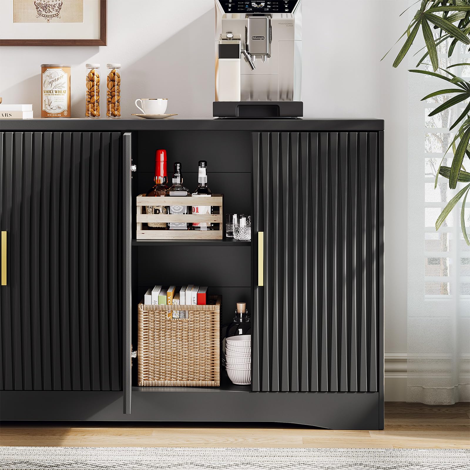 55" Modern Fluted Sideboard Buffet Cabinet