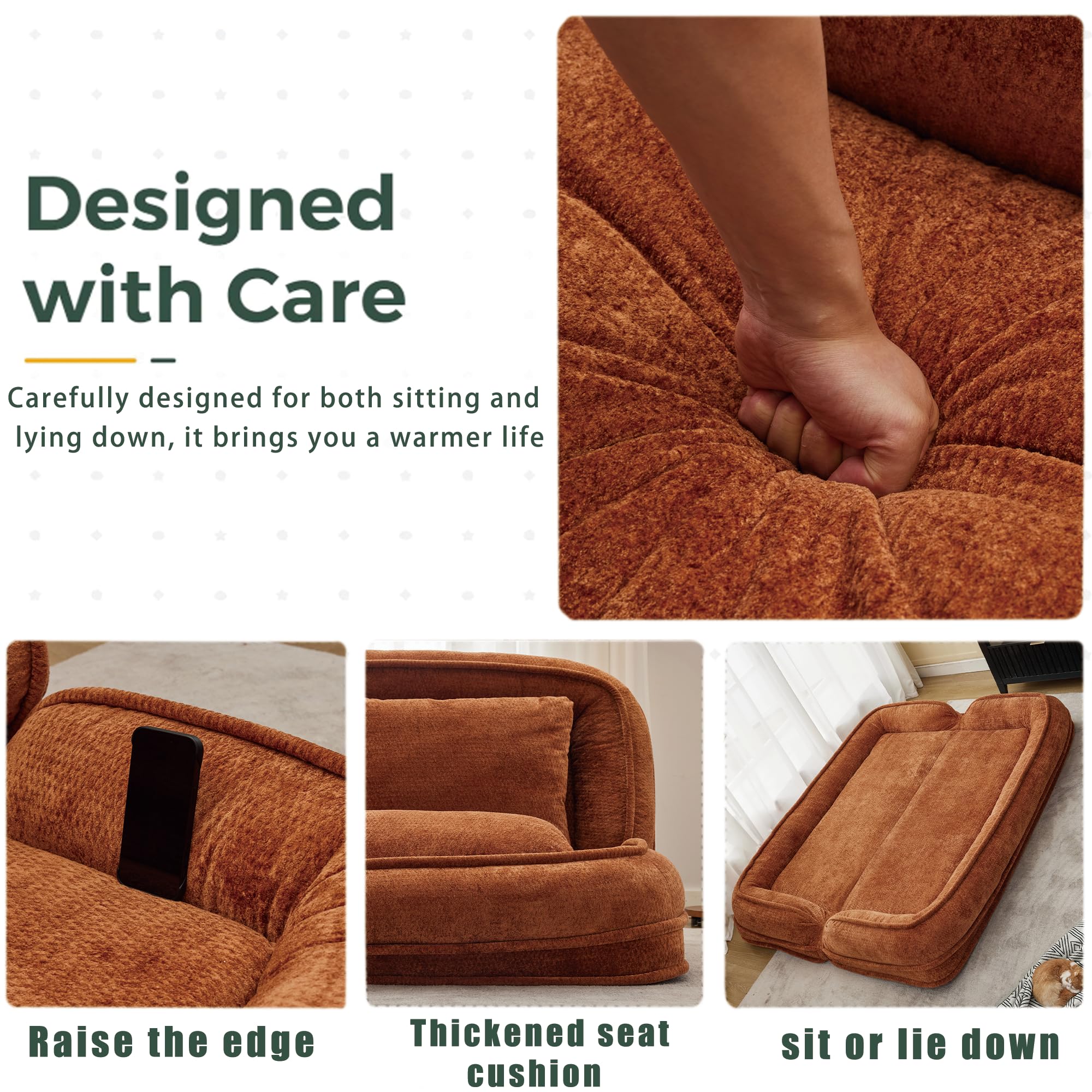 Adjustable Floor Couch Loveseat with Pillow
