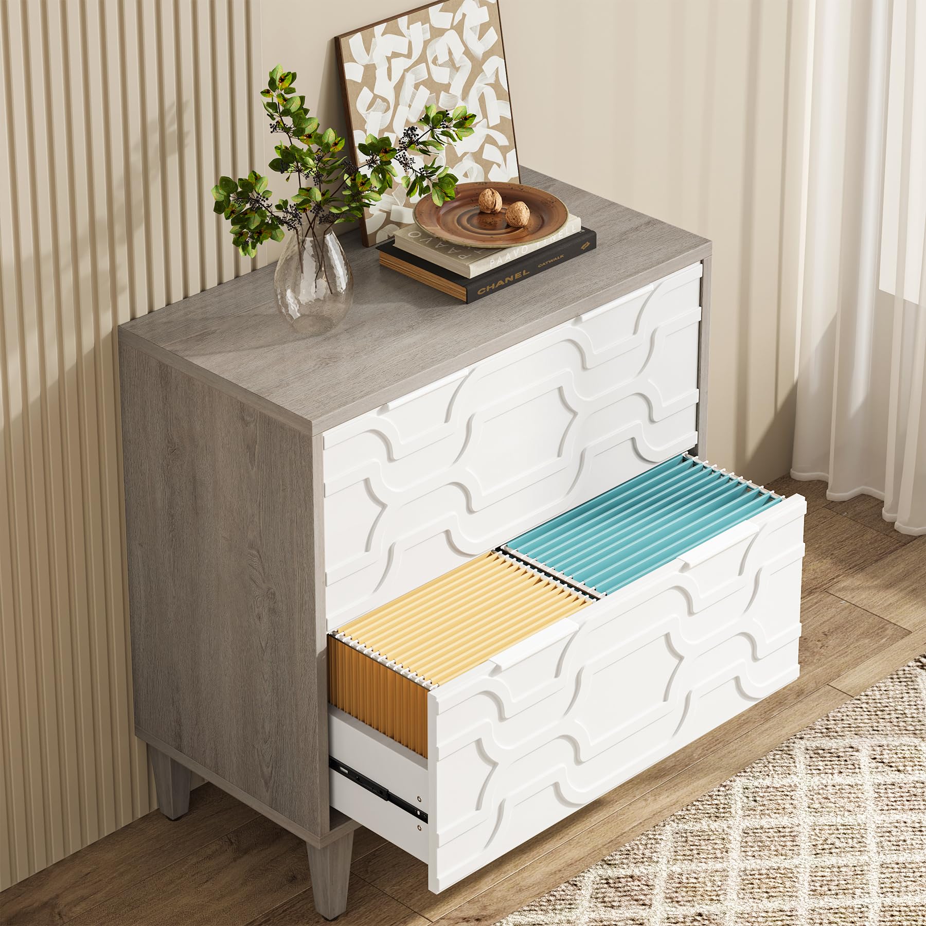 2-Drawer Lateral File Cabinet with Printer Stand