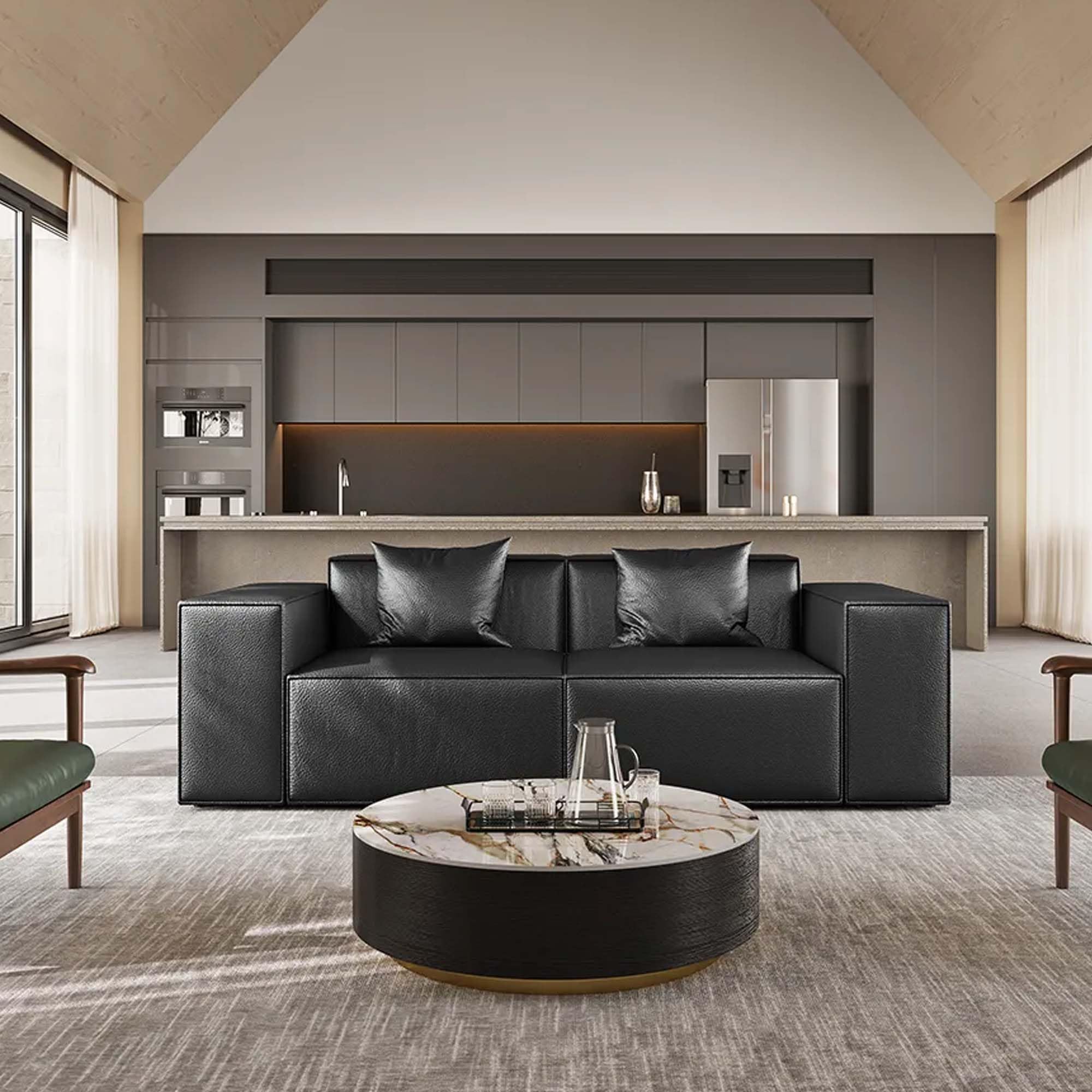 Round Coffee Table with Storage Drawers