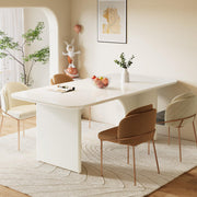 63" White Dining Table with Rounded Edges