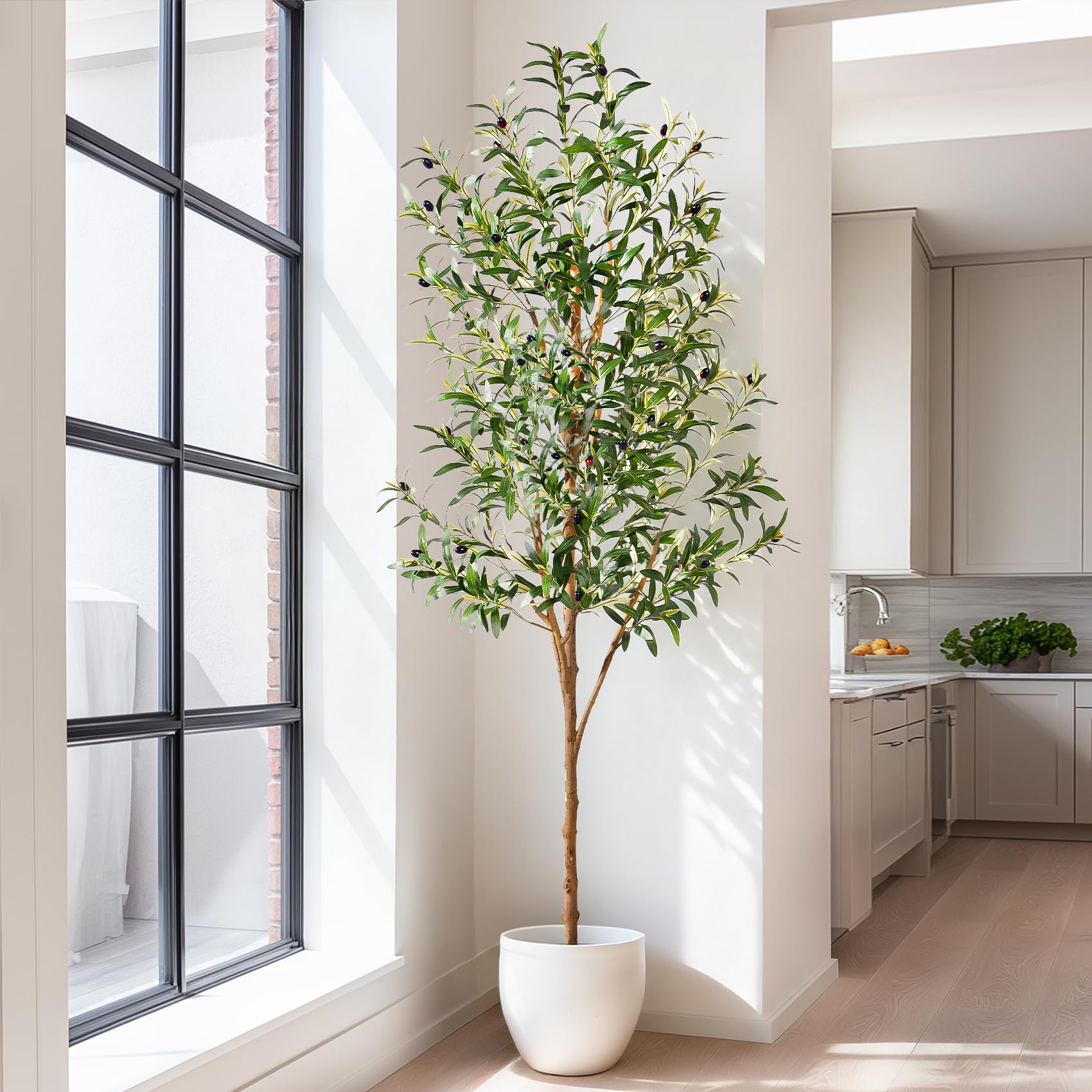 6ft Artificial Olive Tree with Natural Wood Trunk