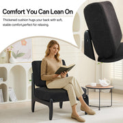 Okeysen Mid-Century Accent Chair, Modern Armless Lounge Chair with Black Teddy Fabric and Solid Wood Legs, Comfy Slipper Chair for Living Room, Bedroom, Balcony