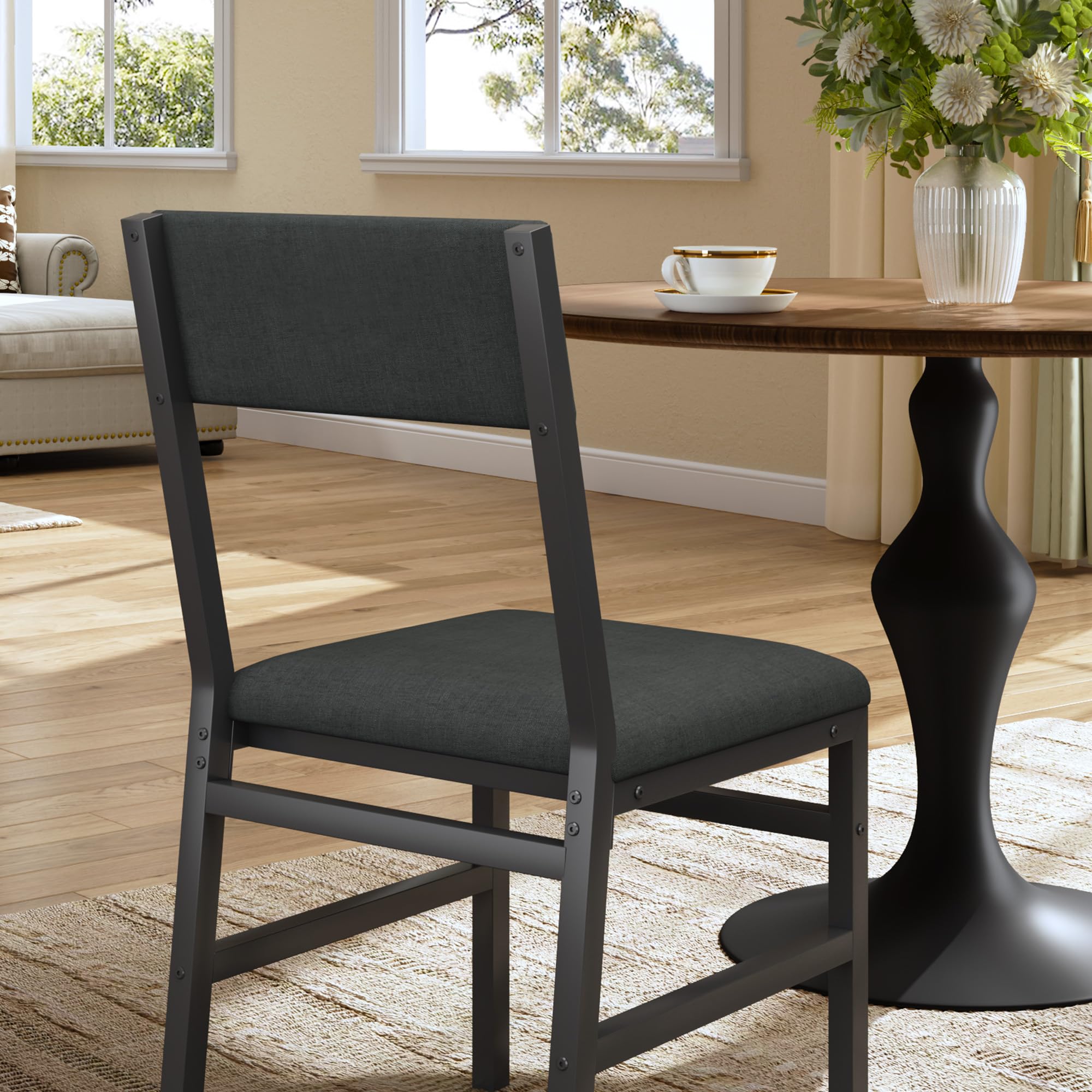 Upholstered Dining Chairs Set of 2 with Ergonomic Backrest