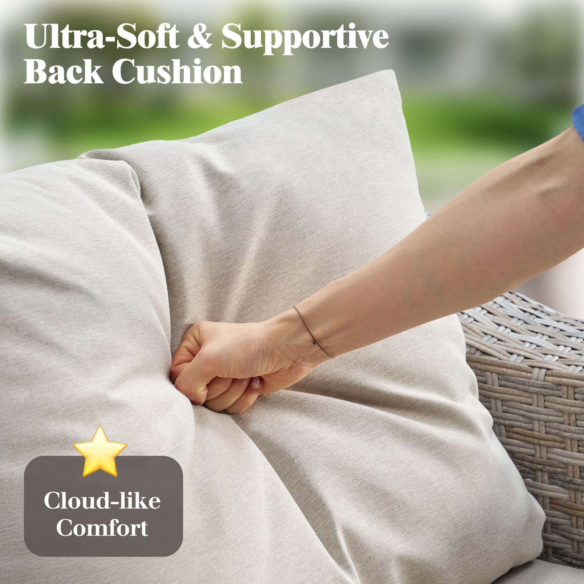 9-Piece Curved Wicker Patio Sectional with Swivel Rocking Chairs