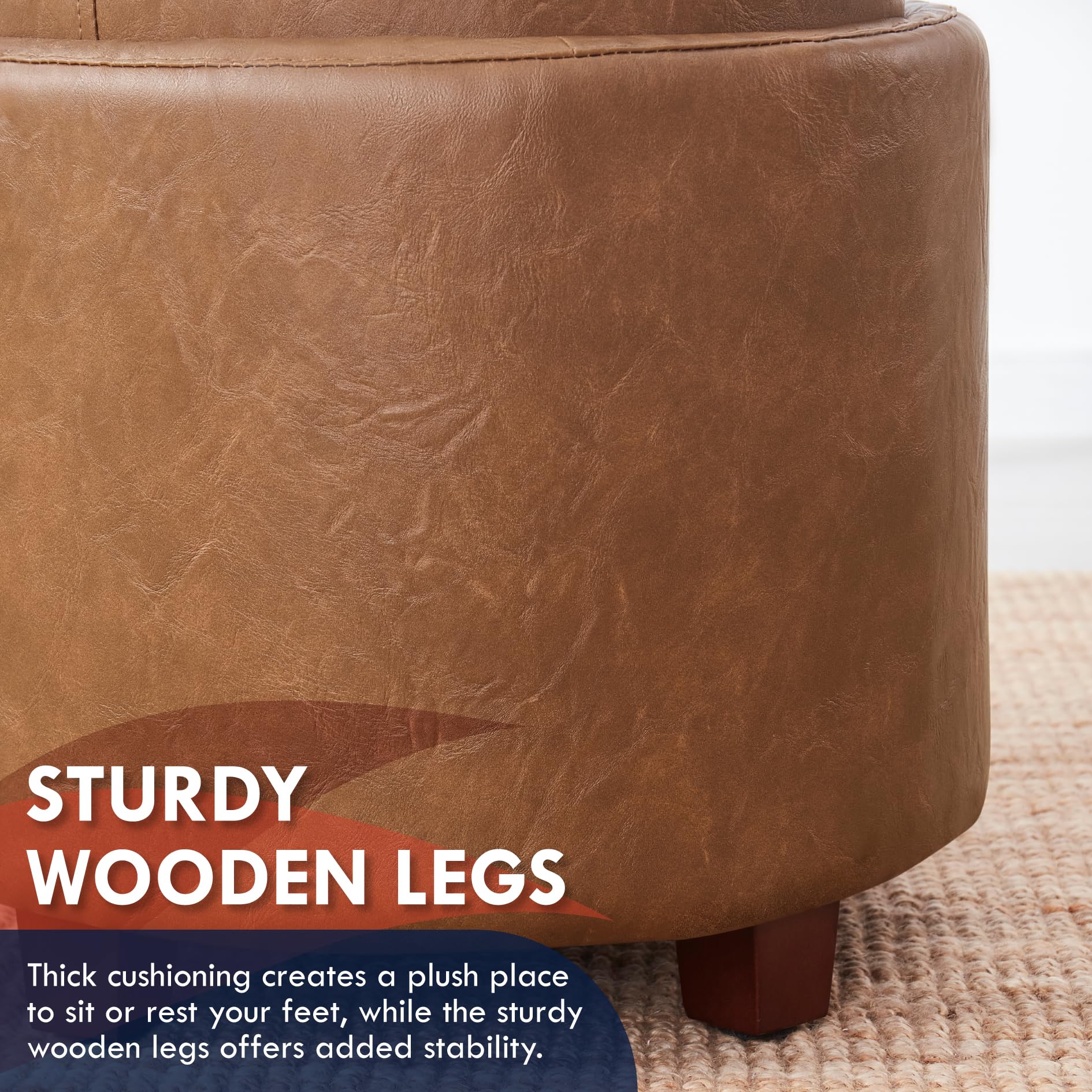 Round Storage Ottoman with Tray Lid