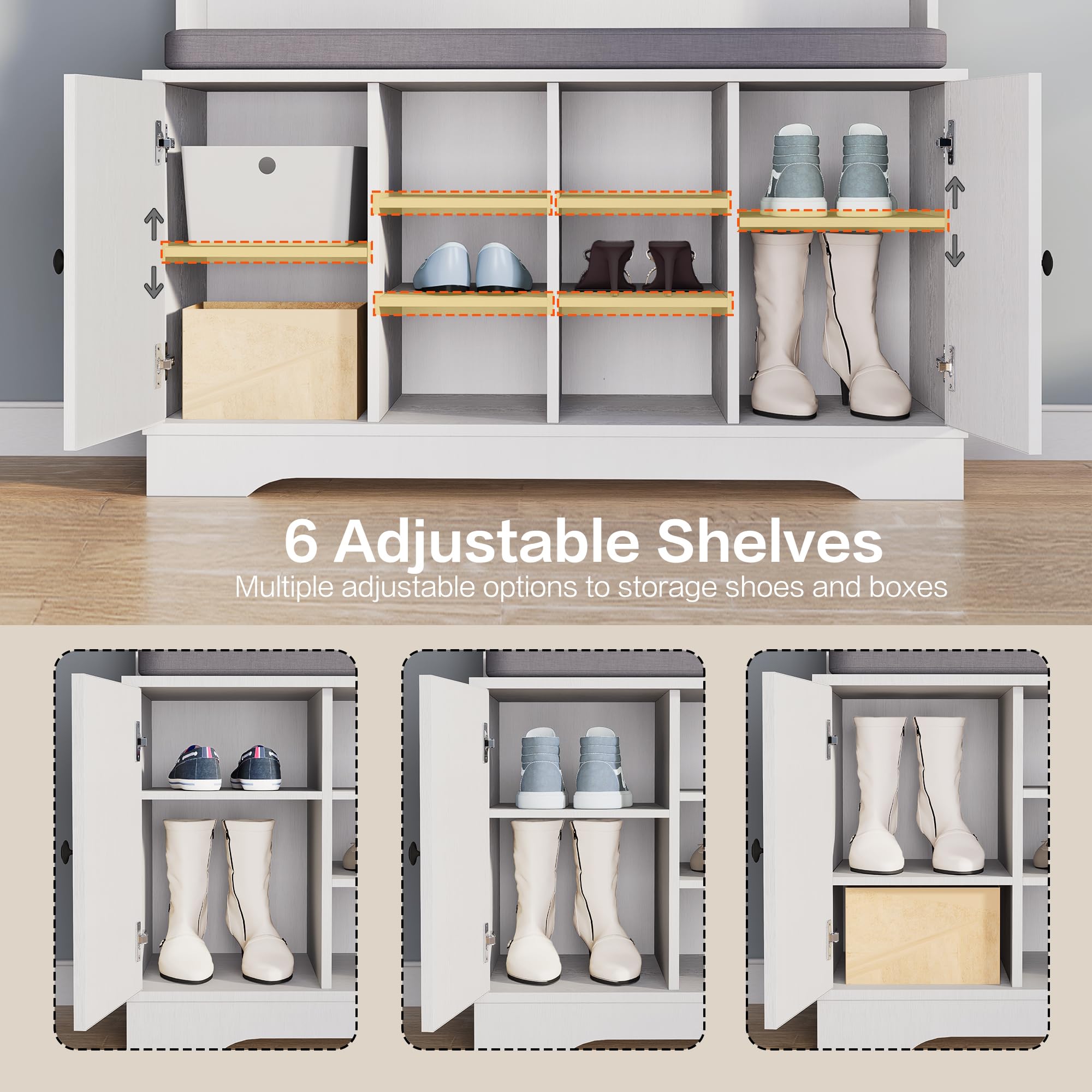 Hall Tree with Bench and Shoe Storage