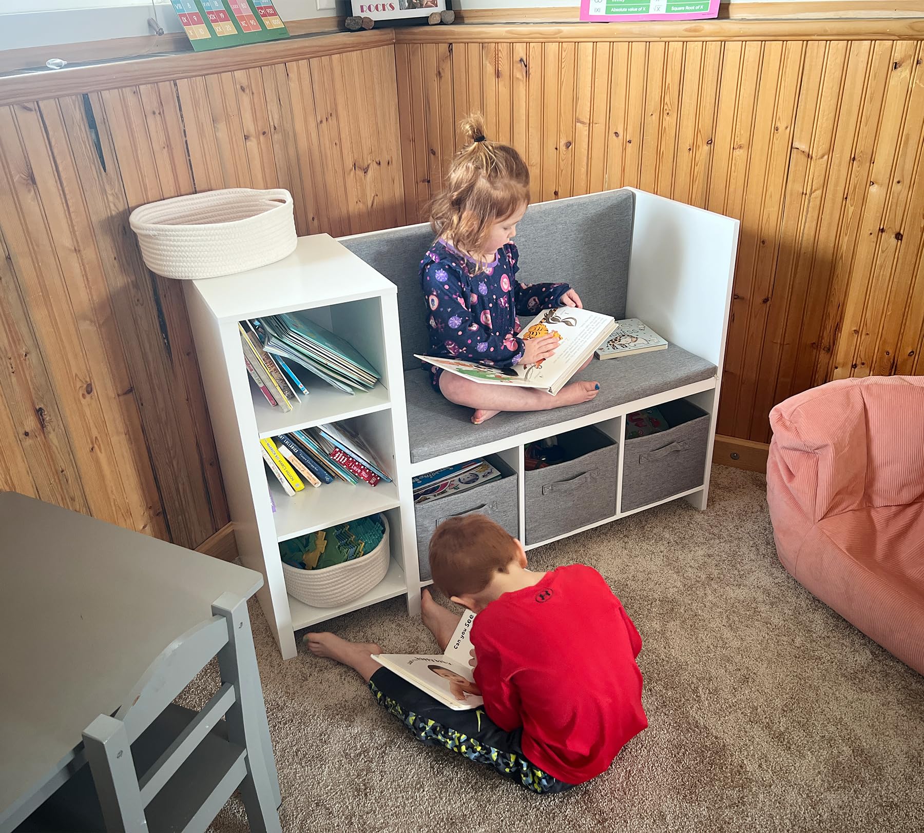 Kids Reading Nook Bench with Storage