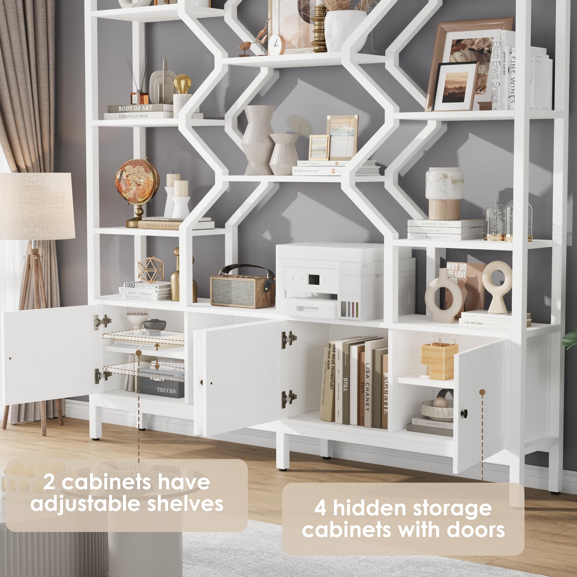 Tall 5-Tier Bookshelf with Storage Cabinet