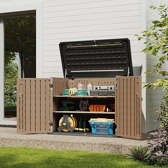 White Outdoor Storage Cabinet with 2 Shelves