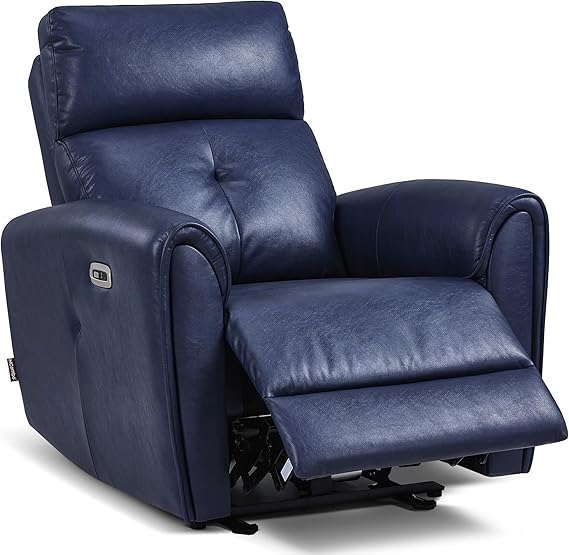 Navy Blue Power Recliner with USB Charging