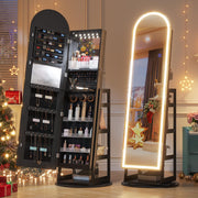 LED Mirror Jewelry Cabinet with Lockable Storage