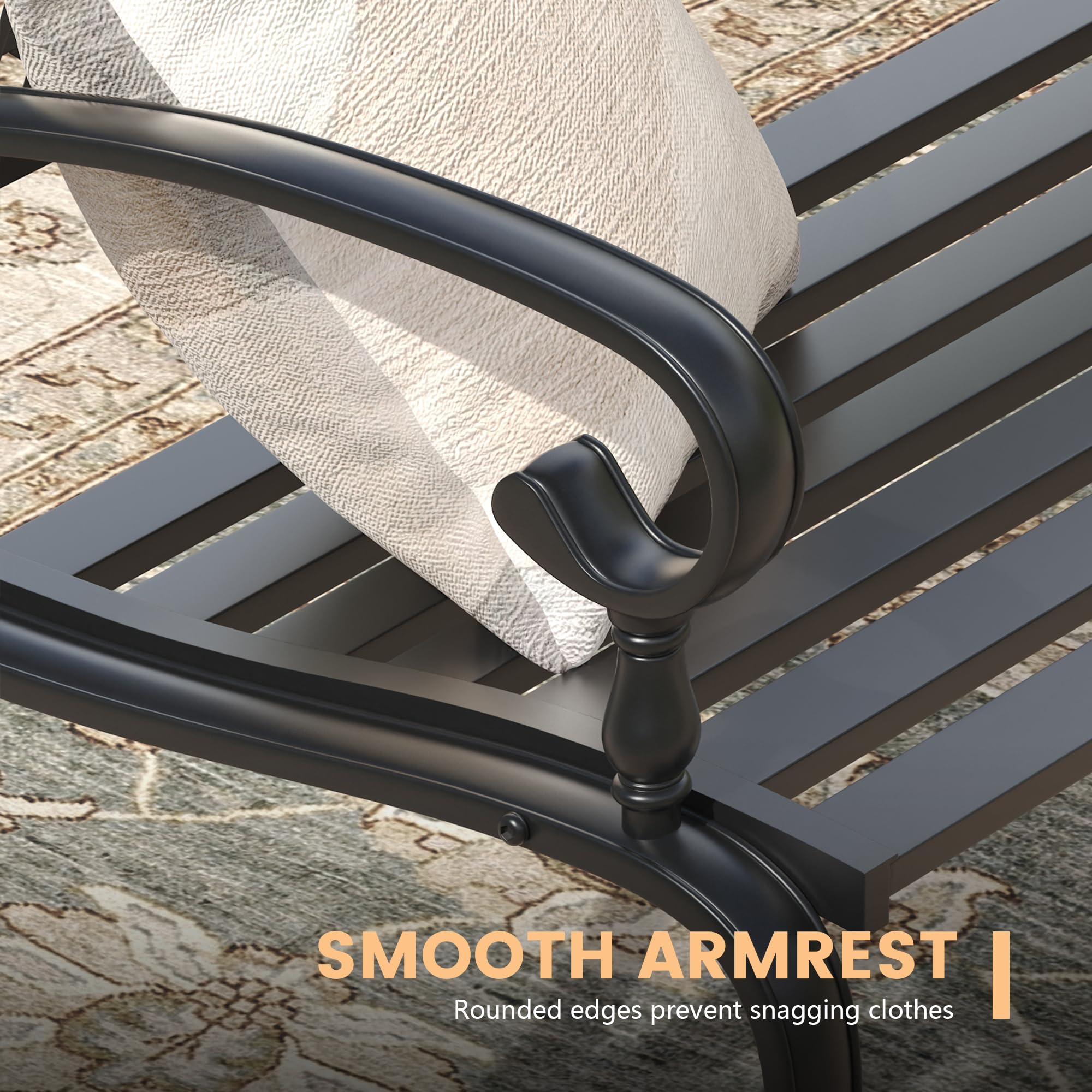 Outdoor Metal Garden Bench with Backrest
