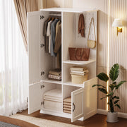 70" Wooden Armoire Wardrobe Closet with Mirror and Pegboard