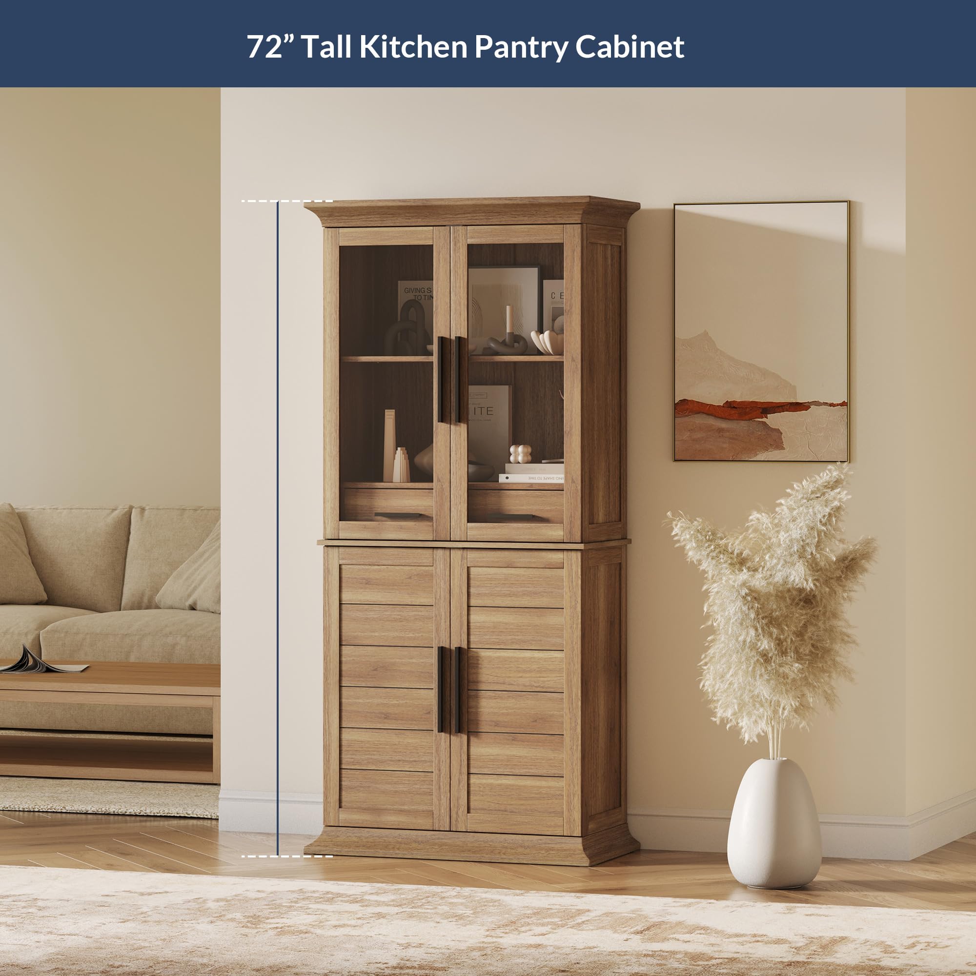 72" Storage Cabinet with Adjustable Shelves and Drawers