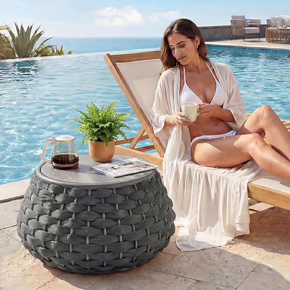 Outdoor Side Table with Removable Lid
