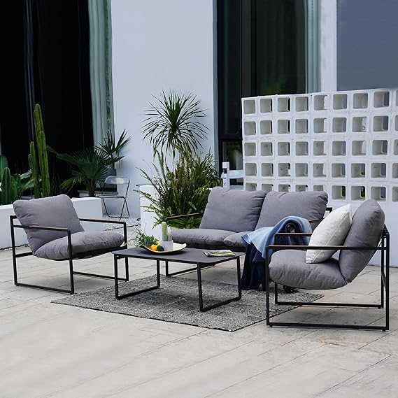 4-Piece Outdoor Furniture Set with Cushions