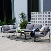 4-Piece Modern Outdoor Furniture Set with Cushions and Coffee Table