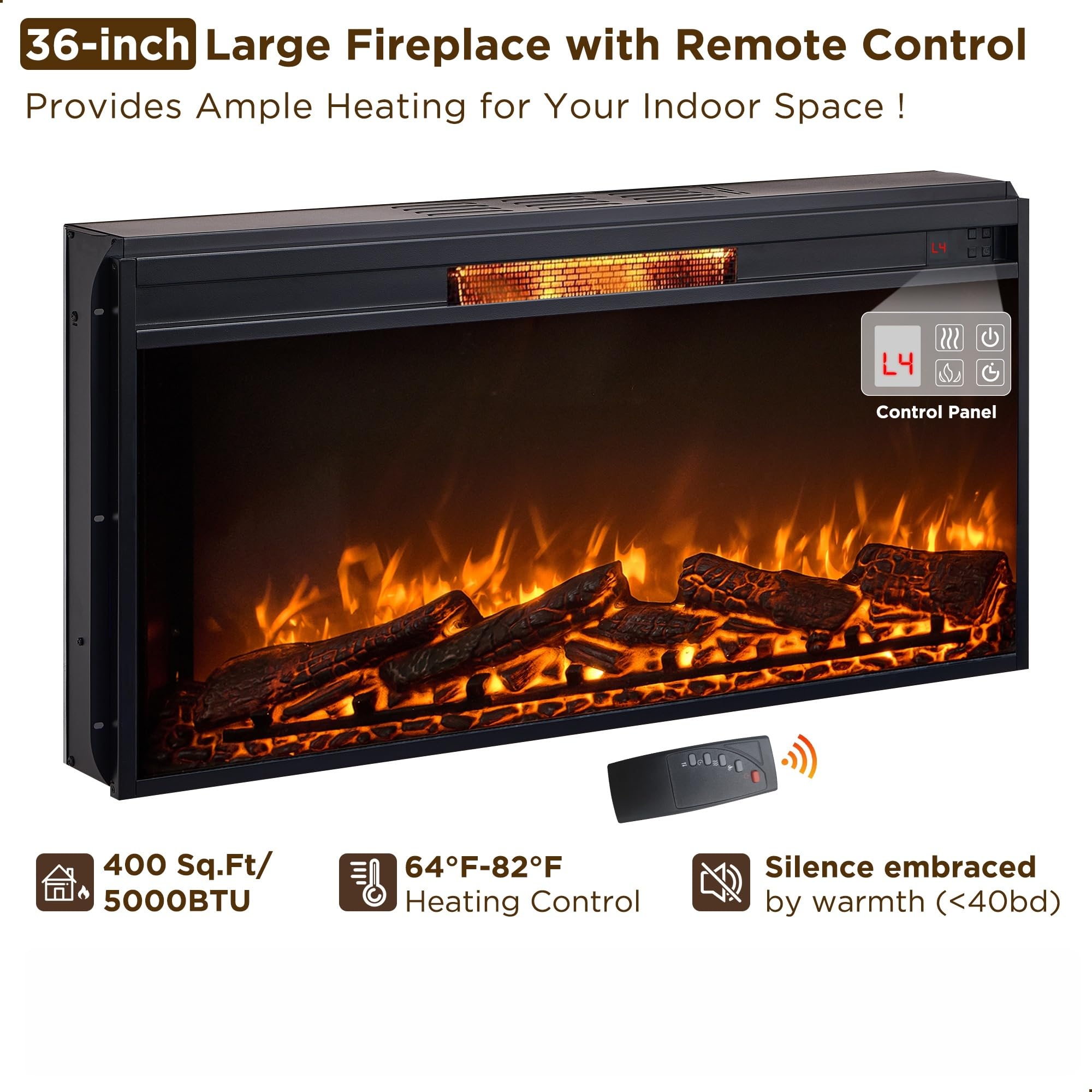52" Electric Fireplace TV Stand with Mantel and Storage