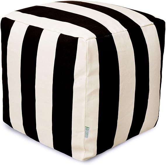 Vertical Stripe Indoor Outdoor Pouf Ottoman 17x17x17