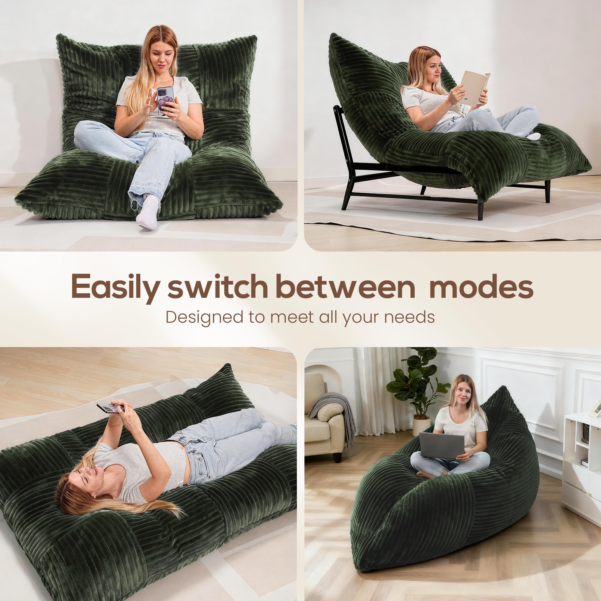 Oversized 4-in-1 Convertible Lounge Chair