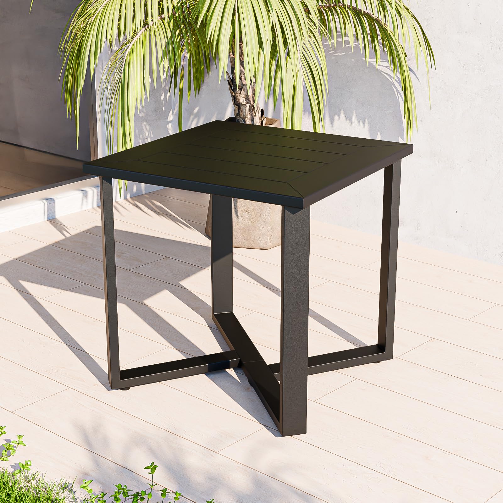 Weather-Resistant Steel Outdoor Side Table