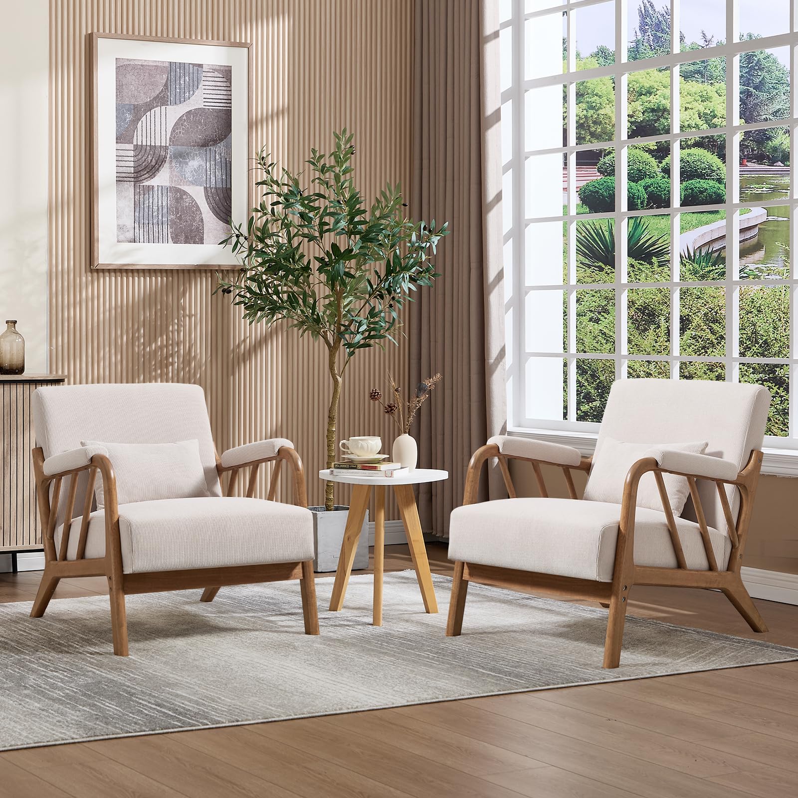 Mid-Century Modern Accent Chair with Lumbar Pillow