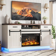 59" Fireplace TV Stand with Electric Heater and Sliding Barn Door