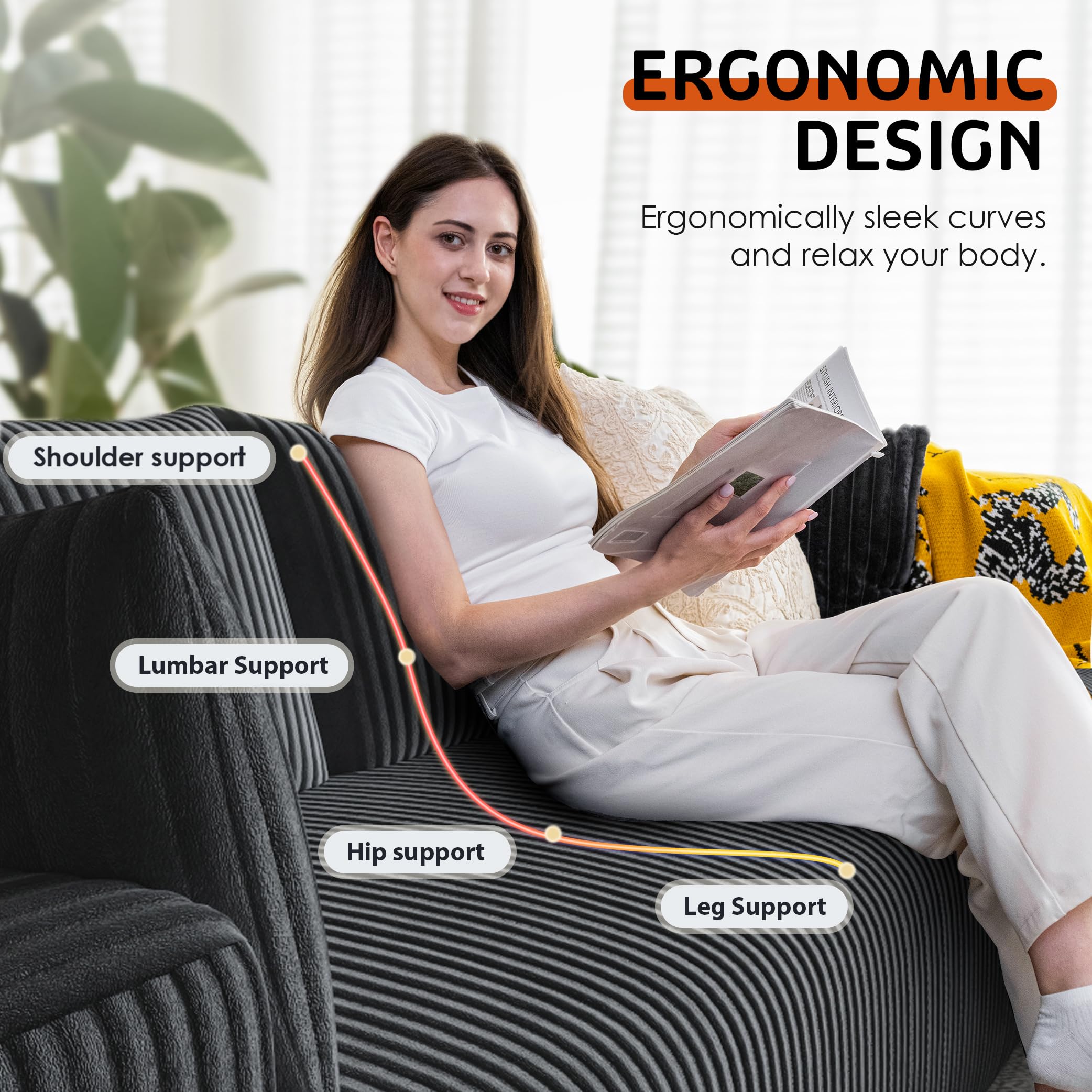 108" Modern Modular L-Shaped Sectional Sofa with Chaise