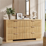 Fluted 6-Drawer Dresser 54 Inch Natural Oak