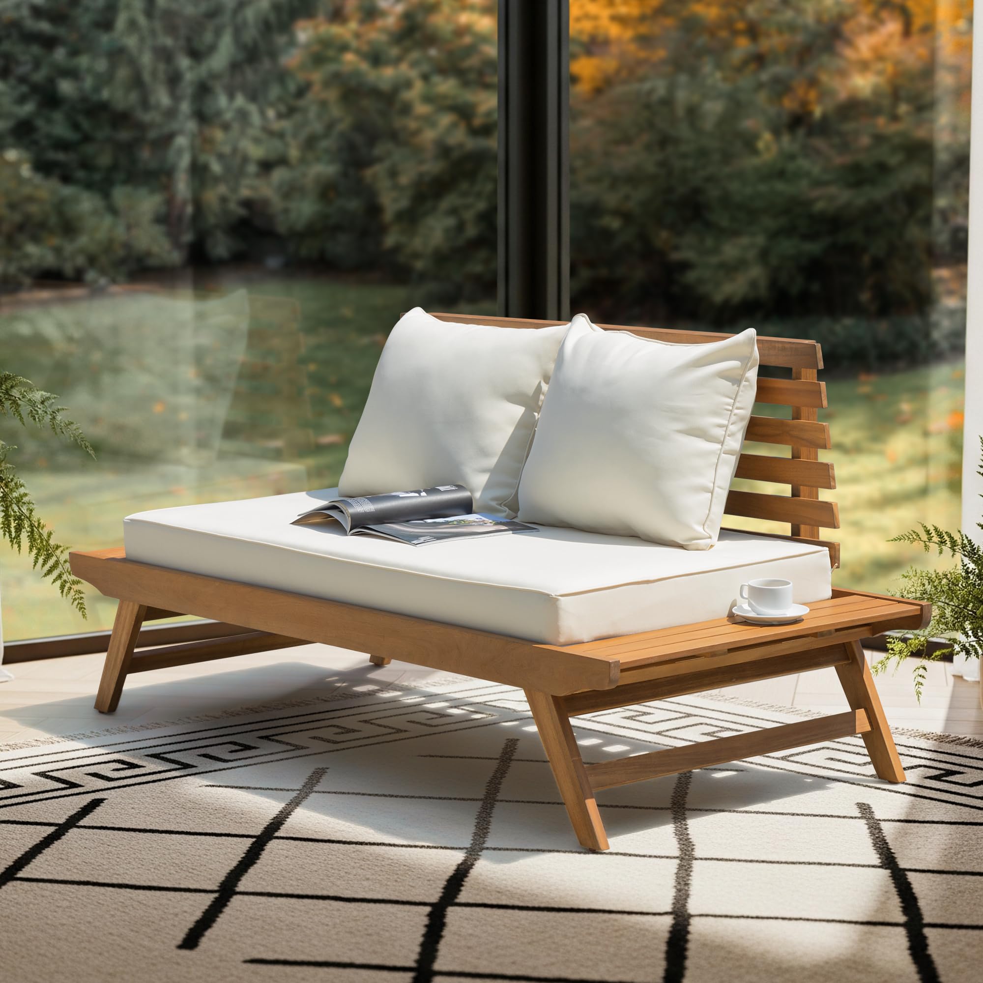 Acacia Patio Loveseat - 800lbs Capacity FSC Certified 2 Seater Outdoor Sofa