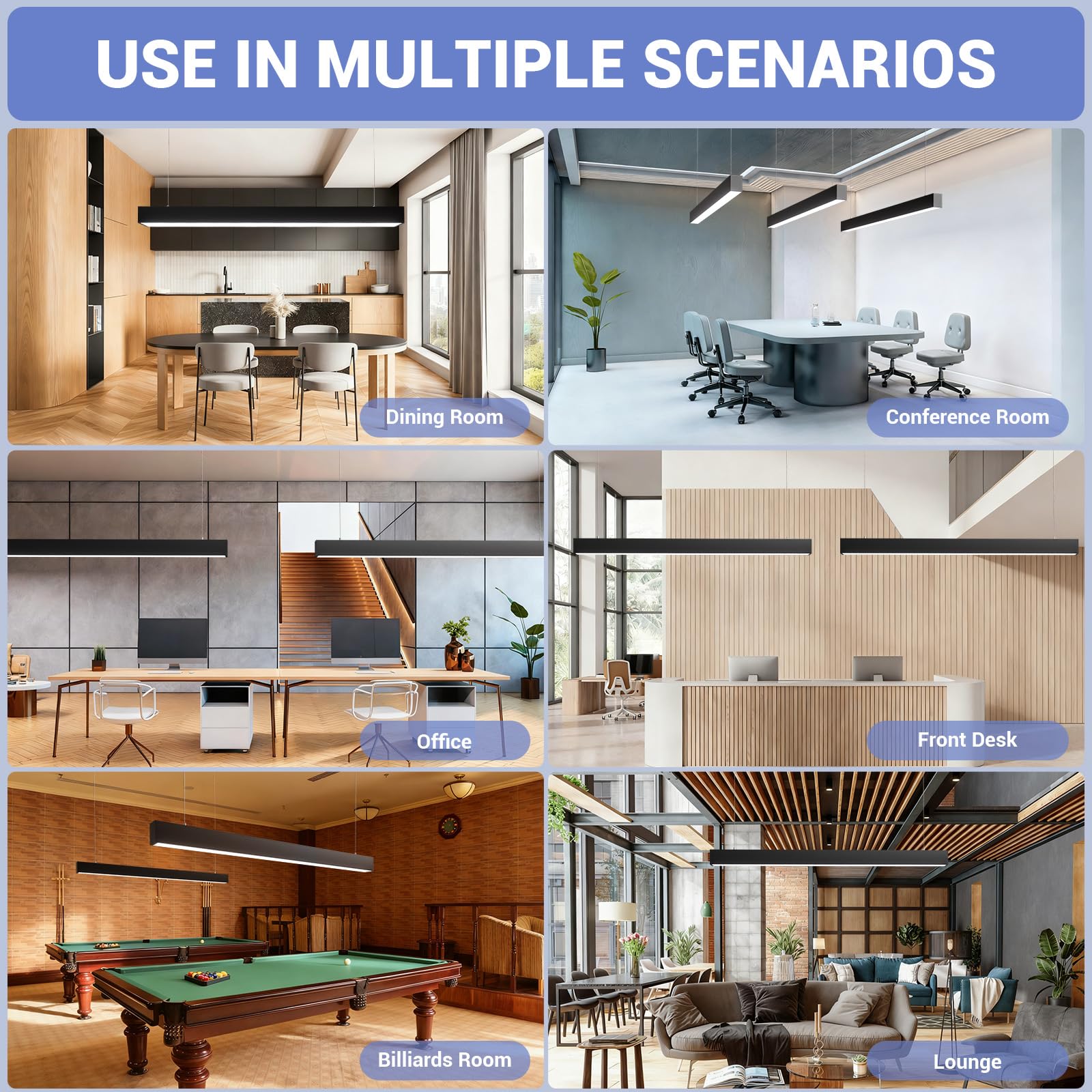 4FT LED Linear Light Fixture with Remote Control